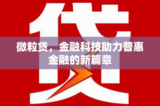 玄武微粒贷，金融科技助力普惠金融的新篇章