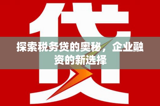江华探索税务贷的奥秘，企业融资的新选择