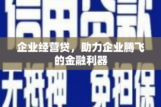 安定企业经营贷，助力企业腾飞的金融利器