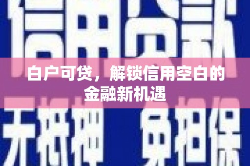涟水白户可贷，解锁信用空白的金融新机遇