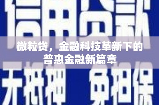 普洱微粒贷，金融科技革新下的普惠金融新篇章